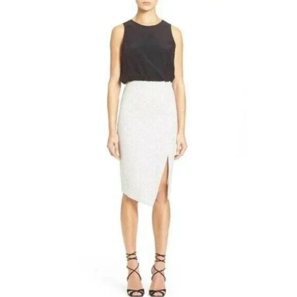 Veronica Beard Laguna Combo Racerback  Black White Striped Silk Linen Size 8 NWT